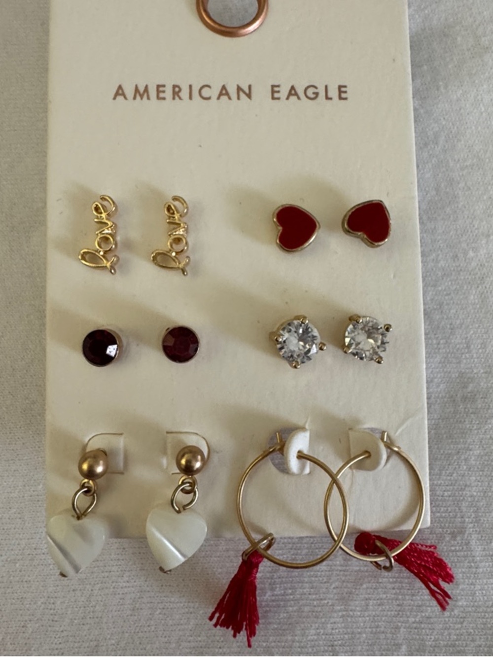 American Eagle Outfitters Gold and Red Multi-Pair Earring Set
